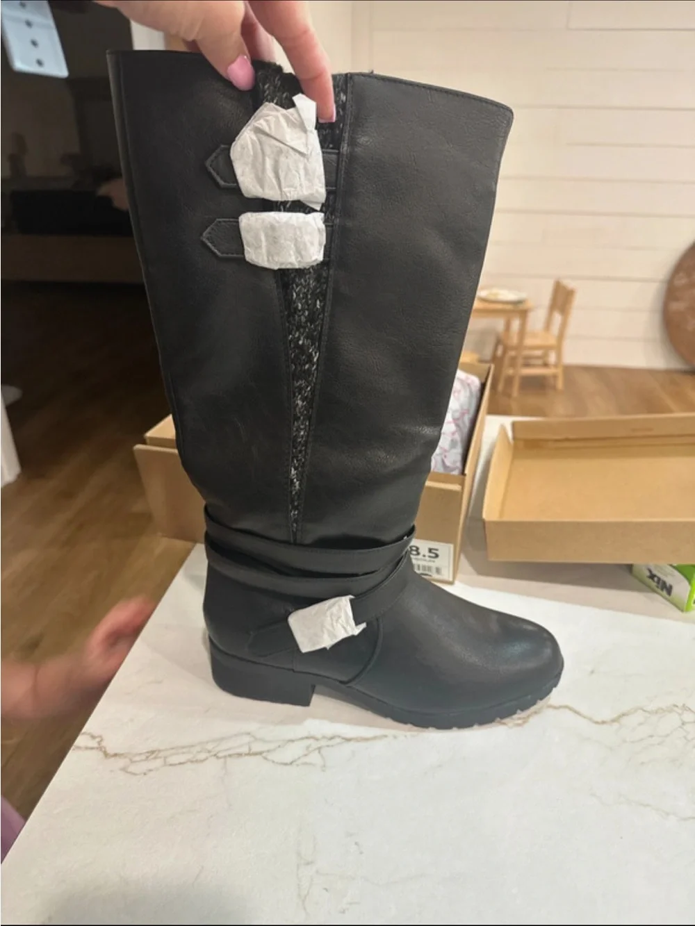 Sugar Black Over-the-Knee Leather Boots
